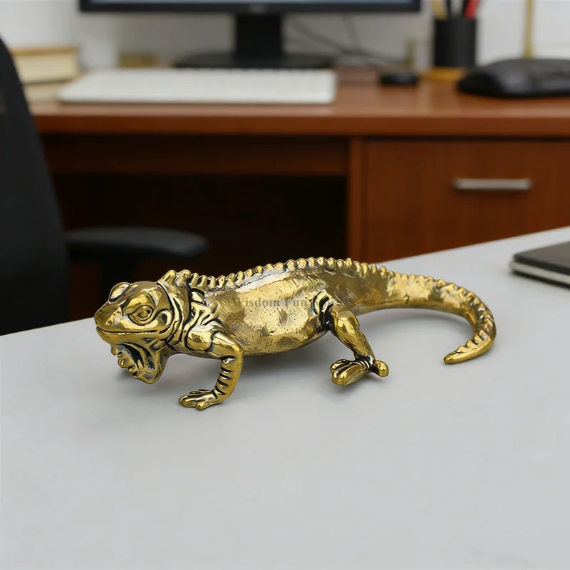 Vintage Collectible Ornaments - 1pc Vintage Brass Lizard Desktop Ornament,