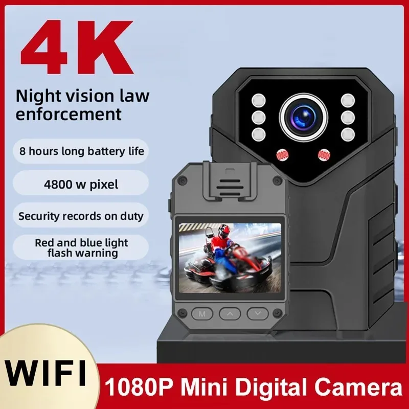 

4K Mini Video Recorder with Clip Waterproof 2 Inch IPS Touch Screen Infrared Night Vision Digital Camera for Law Enforcement