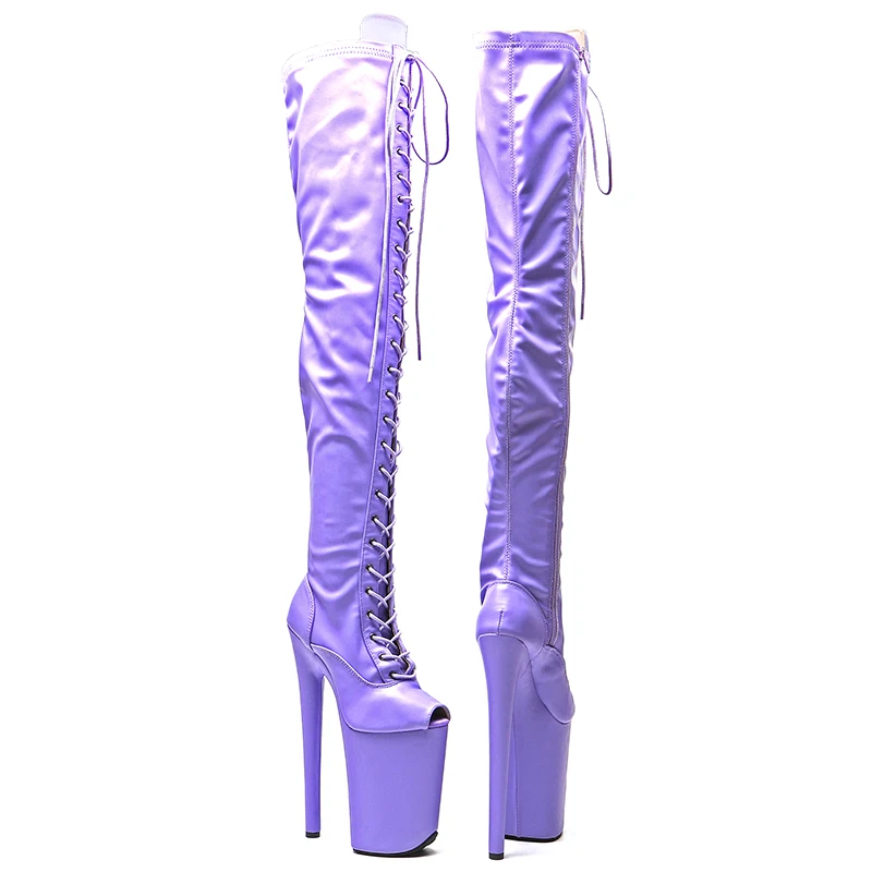 Leecabe 23CM/9inches Matte PU Upper open toe Fashion trend platform High Heel stripper heel Pole Dance boot
