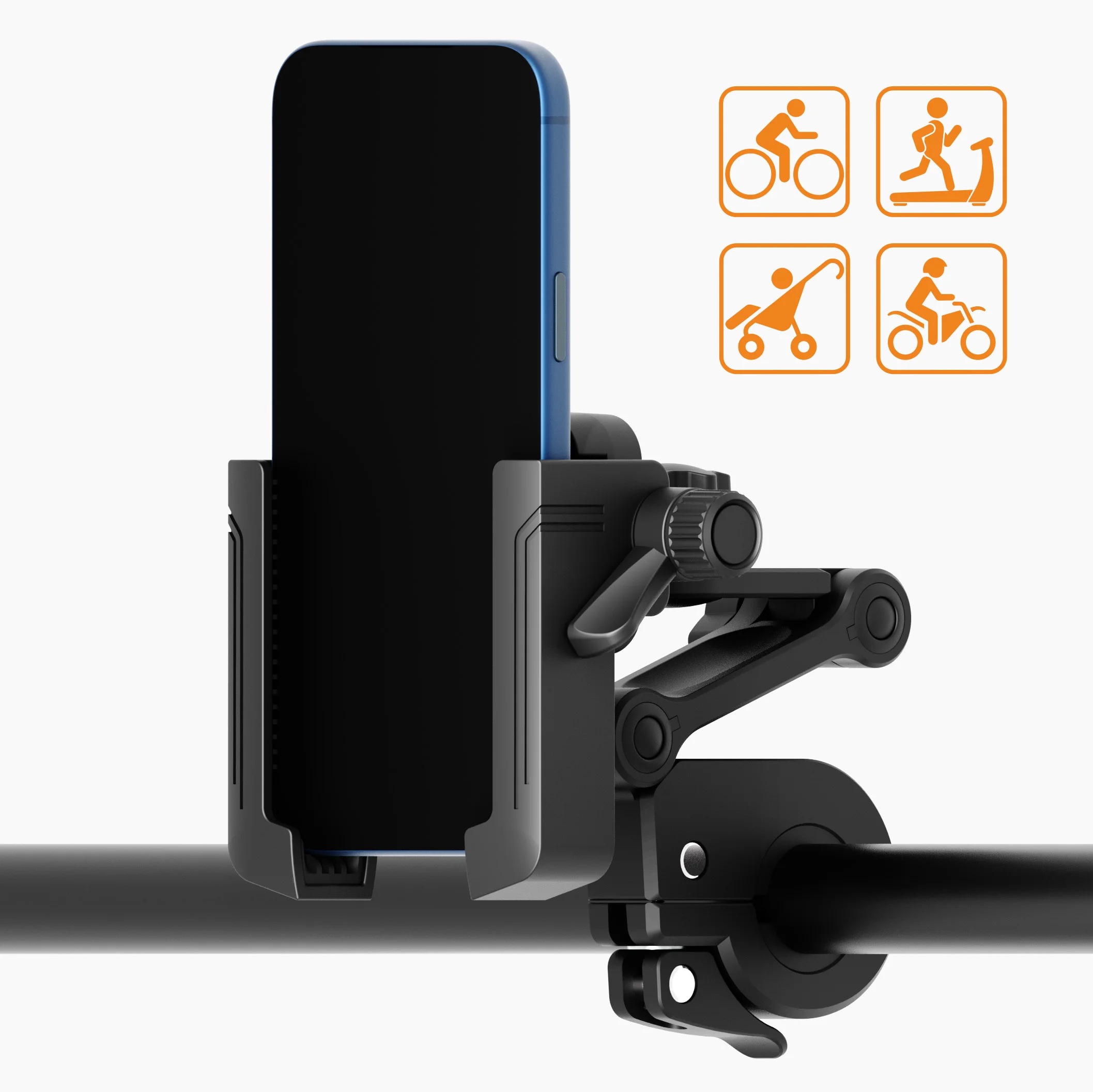 

Bicycle Motorcycle Phone Holder Mount, One-Click Lock Multi-axis 360° Rotation Silicone Shockproof Anti-slip for 4-7 inch Phones