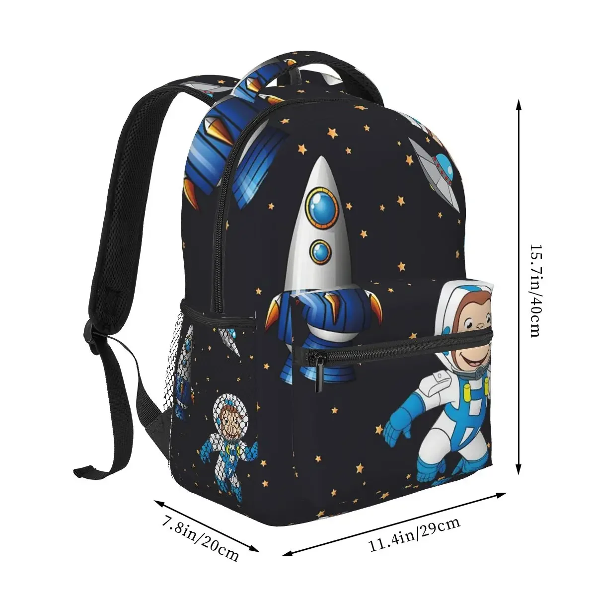 George The Curious Monkey Astronaut Cartoon In Space Scene Backpacks Boys Bookbag Students School Bags Rucksack Shoulder Bag