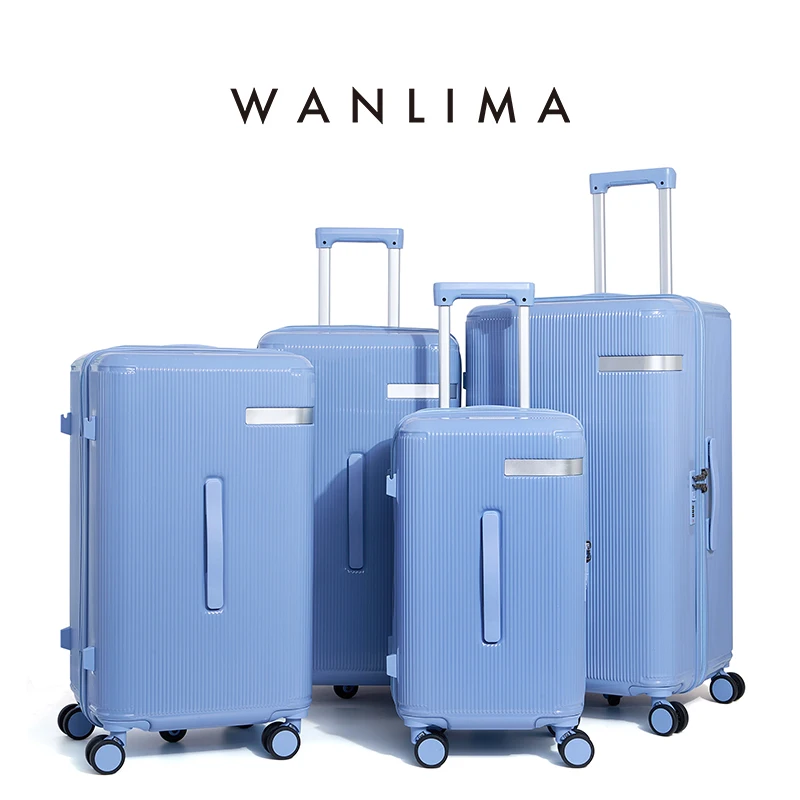 

WANLIMA 28+24"&26+20" Haze Blue Multifunctional Quiet Spinner Suitcase Combinations (Rolling Luggage/Carry On Trolley Luggage)