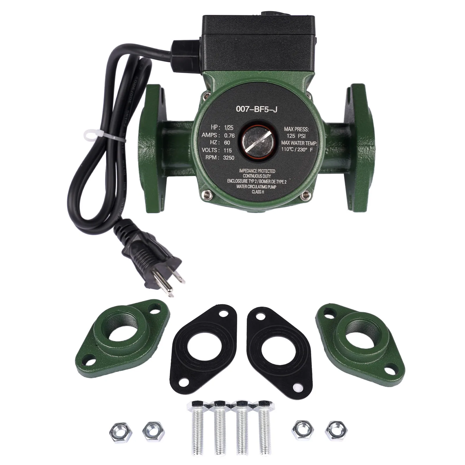 AP01 FOR 007-BF5-J / 007-F5 Circulator Pump Max Flow Rate 20 GPM 115V Gaskets Included