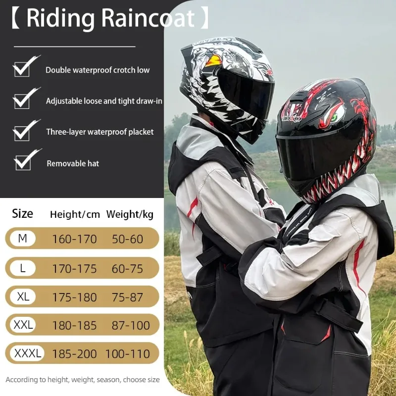

Motorcycle Rainsuit Waterproof Split Raincoat Suit Cycling Motorbike Jacket and Pants Lightweight Foldable Windproof Reflective