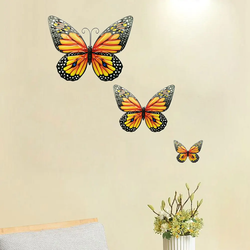 

3 Pcs Iron Art Wall Decals Bedroom Wall Pendant Decals Bedroom Hanging Metal Butterflies Decor Garden Sculpture