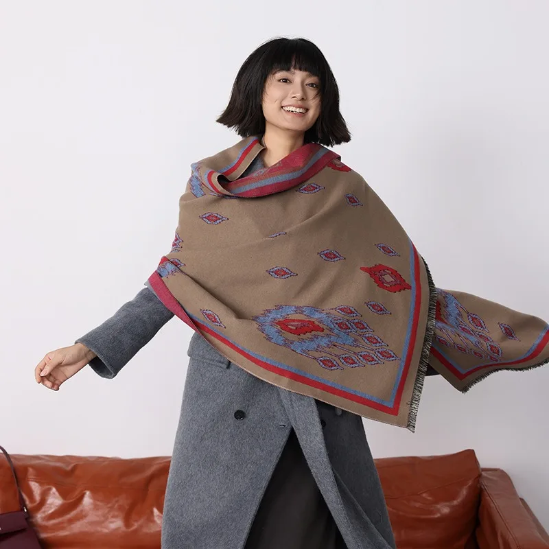 

Scarf women winter Korean style versatile decorative warm neck warmer women autumn winter cute geometric double-sided faux