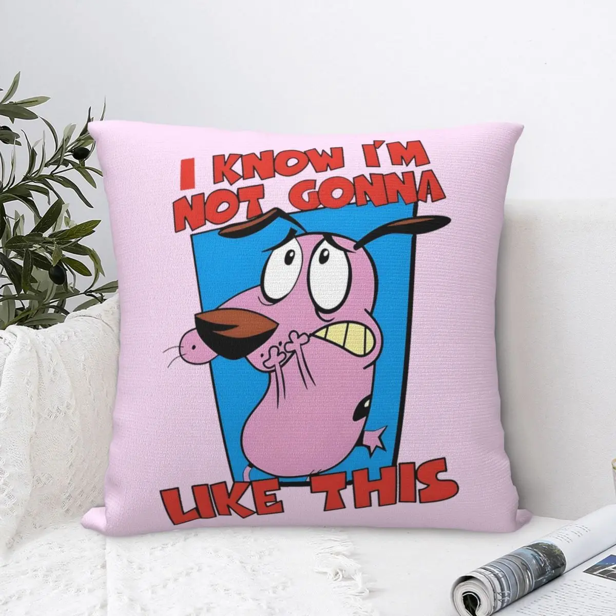 C-Courages Cowardly Dog Cute Pillowcase Double-sided Printing Polyester Cushion Cover Decoration Pillow Case Cover Car Zipper