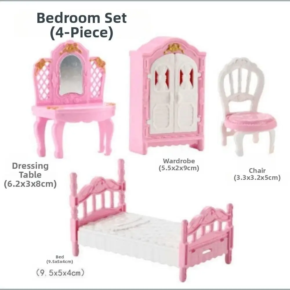 1Set 5 Styles Miniature Dollhouse Furniture Plastic Khaki Kid Living Room Kitchen Bedroom Cooking Things Game Accessoies