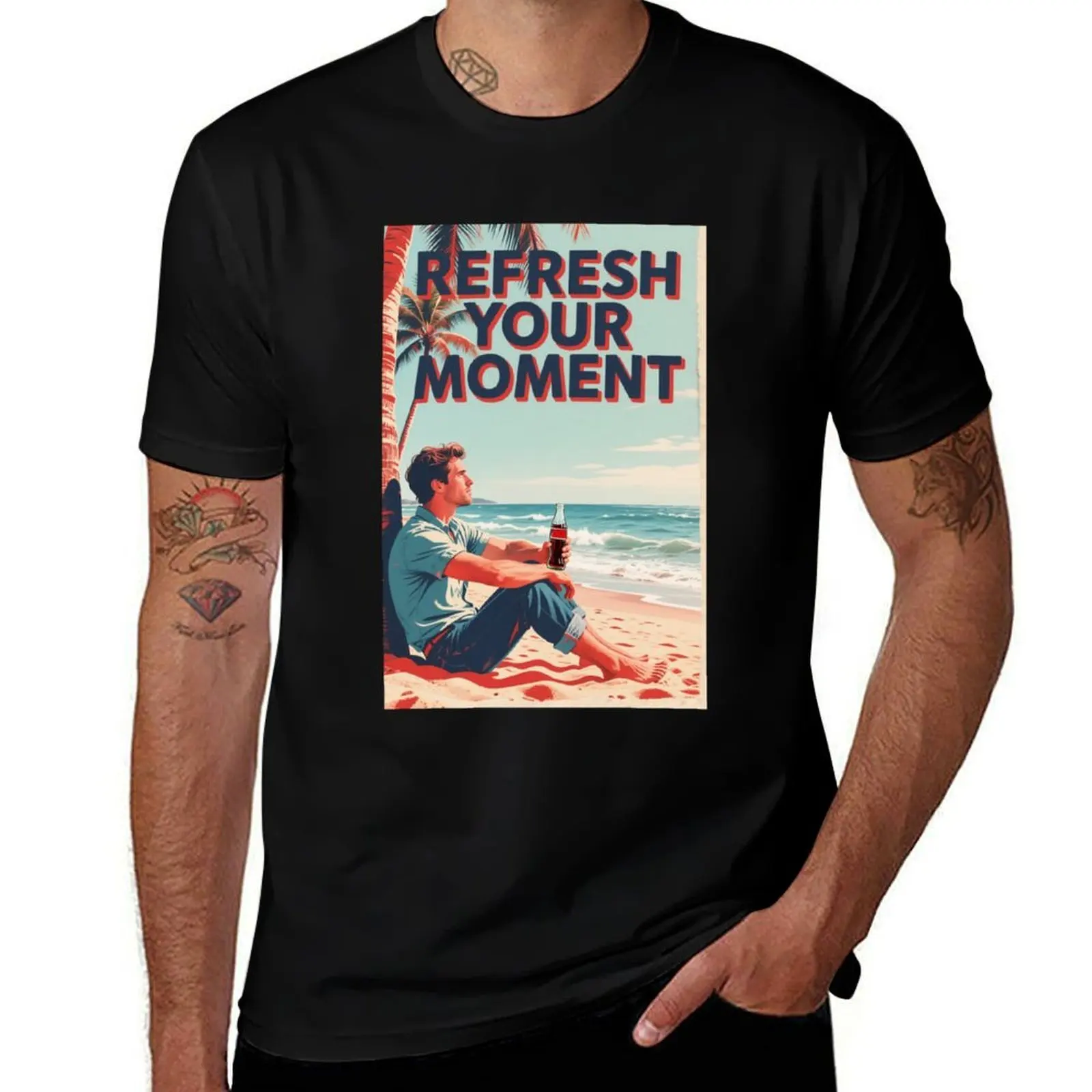 

Refresh Your Moment – Retro Beach Scene in Hope Style T-Shirt fashion shirts kawaii clothes workout shirts for men