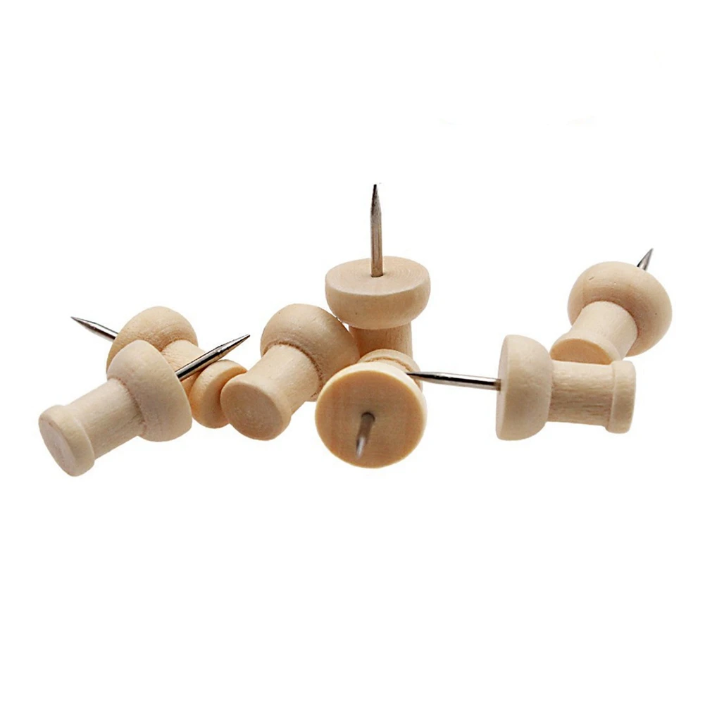 

80 Pcs H-Shape Wood Decorative Push Pins & 50 Pcs Push Pins With Wooden Clips Thumbtacks