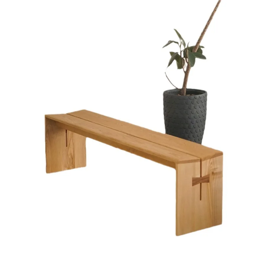

Modern simple ash wood bench home restaurant solid wood bench small apartment designer log dining stool