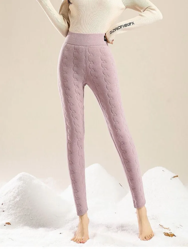 Thicken Women Oversize Slim Leggins Pantalones Warm Silk Padded High Waist Leggings Pants Winter Snow Wear Ankle-length Legginsy