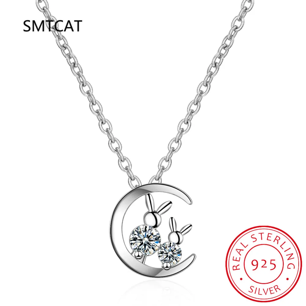 925 فضة المرأة القمر القط قلادة الأحجار الكريمة قلادة على شكل قمر لعيد الأم هدية عيد ميلاد قلادة مجوهرات DS4192