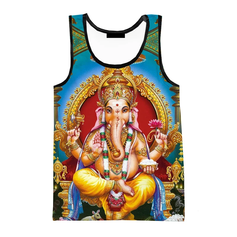 Hot Sale Ganesh Vest Elephant-Headed Hinduism God Ganesha 3D Tank Tops Men Women Streetwear Oversized Sleeveless Tank Top