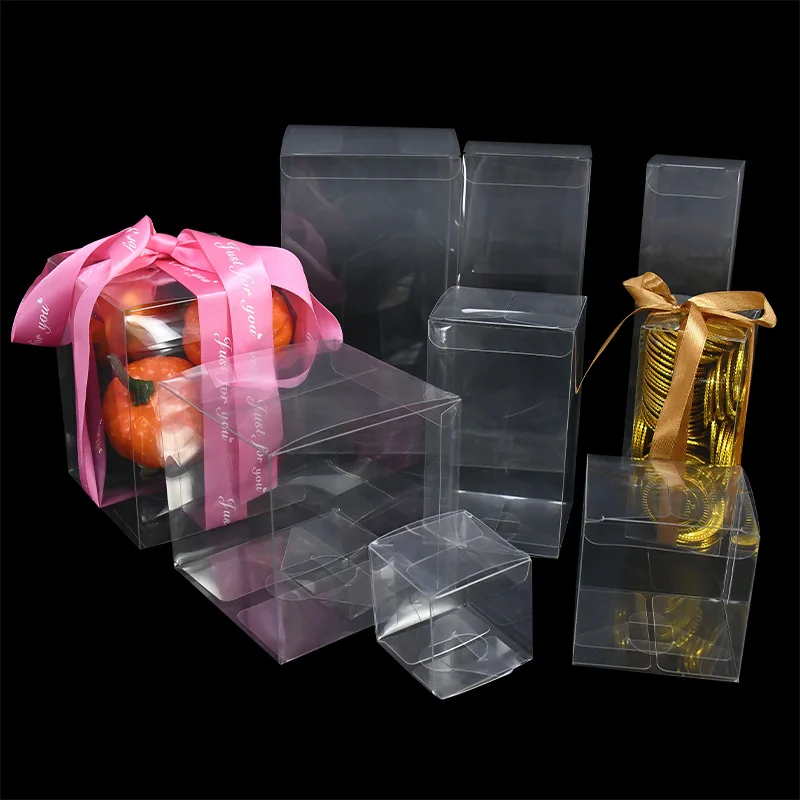 10Pcs General Square Clear PVC Boxes Wedding Favor Gift Packaging Supplies Transparent Party Chocolate Toys Jewelry Candy Bags