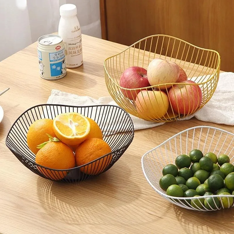 

Nordic Style Iron Wire Fruit Basket Creative Lotus Leaf Irregular Simple Modern Iron Art Fruit Basket Snack Fruit Tray