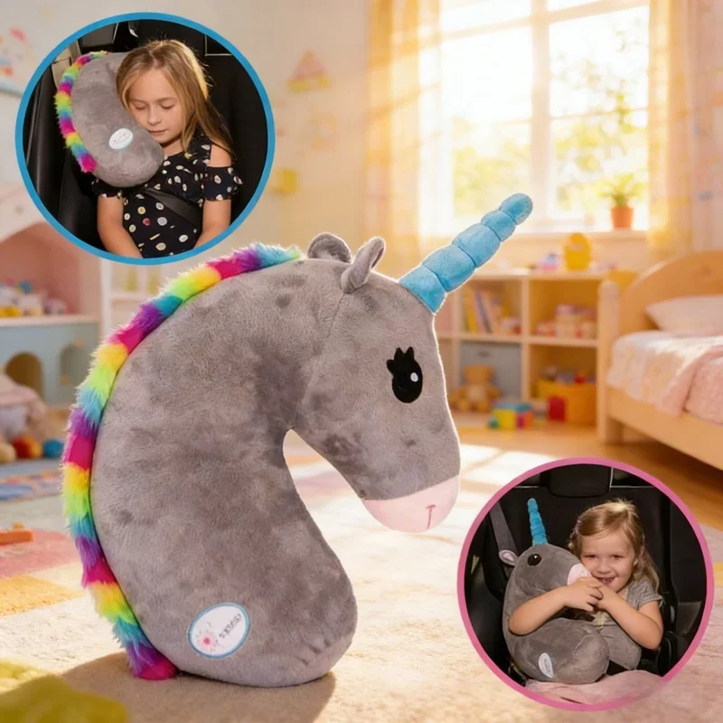 

Подушка-накладка на ремень безопасности в виде единорога для детей: защита шеи, поддержка головы для сна, для использования в автомобиле