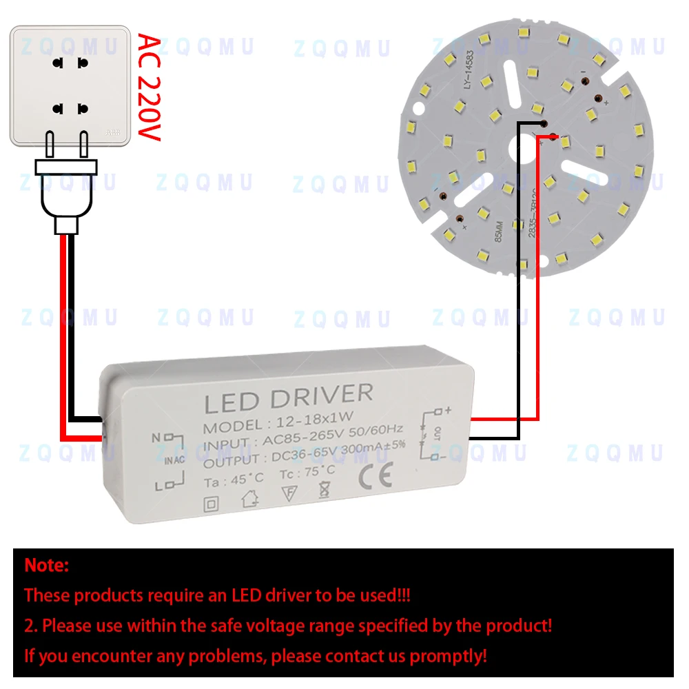 5PCS SMD2835 LED Chip Board 7W 9W 12W Round LED Panel Light Driver Required Ceiling Downlight Super Bright DIY Lighting Project