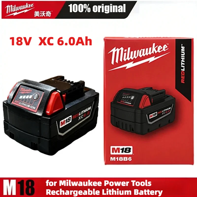 

2026 Original M18 Milwaukee Battery18V 6000mAh M18B6 M18B5 Suitable for Milwaukee Power Tools Rechargeable Lithium Battery