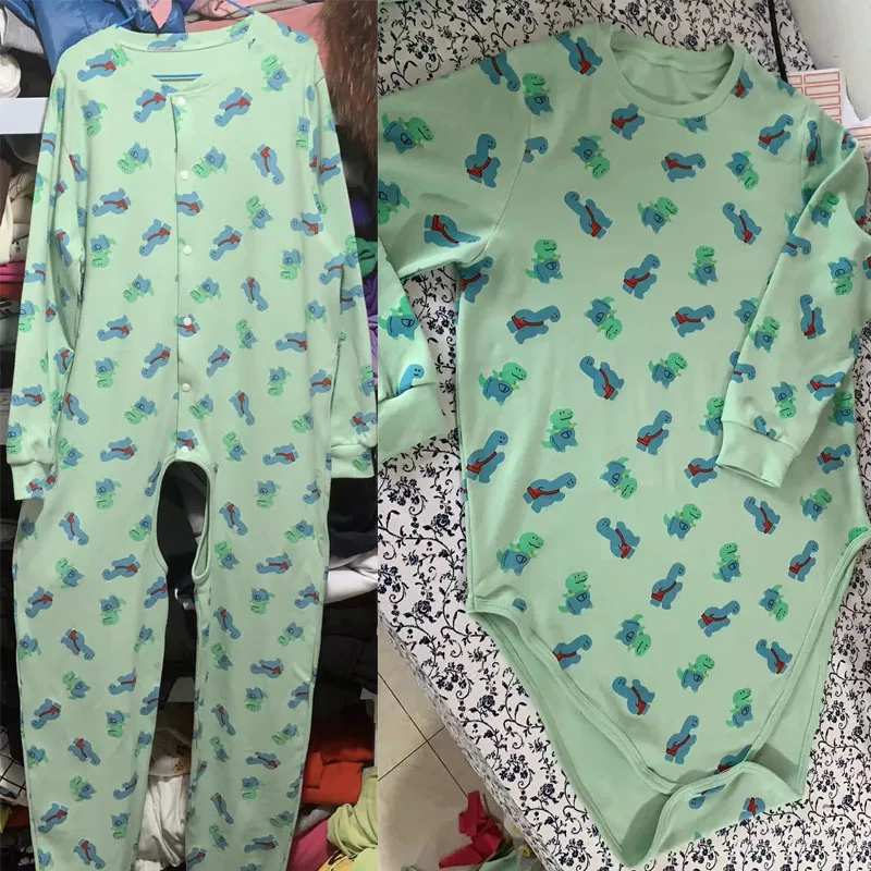 

Персонализированный комбинезон ABDL из чистого хлопка с милым мультяшным принтом, с длинными рукавами, на кнопках, мягкий и уютный, в виде брюк-комбинезона