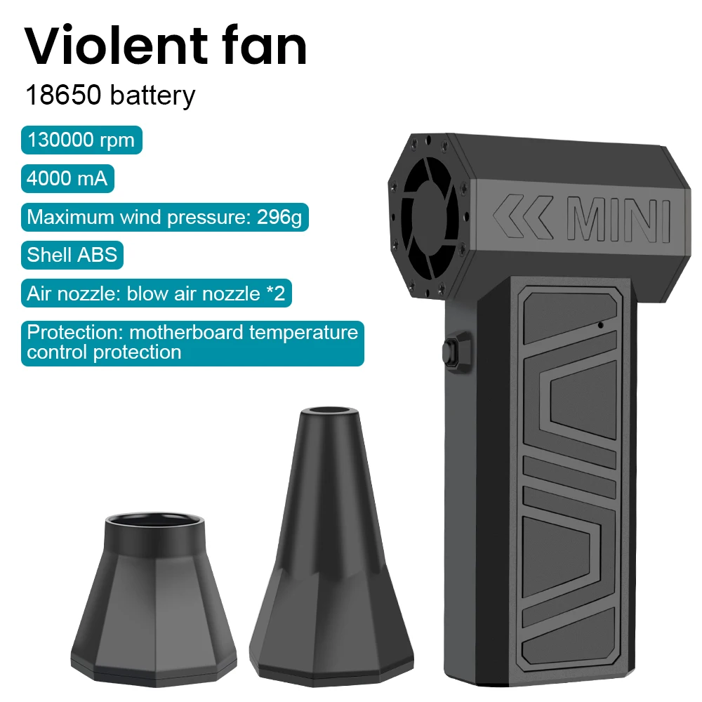 

Car Electric Air Duster Type-C Charging 130000RPM Portable Cleaning Blower Tool 4 Gears Adjustable Turbo Jet Fan Blowing Snow