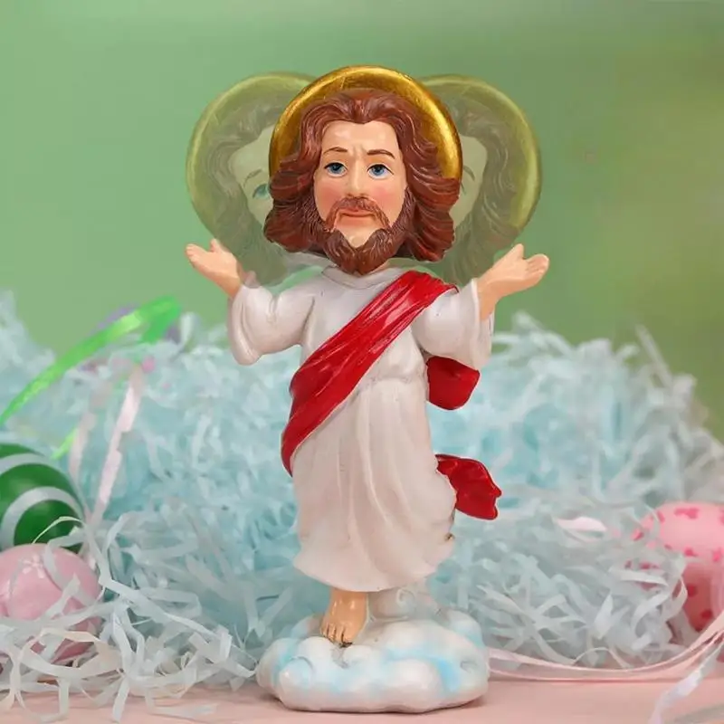 Solar Car Ornament Automatic Swing Jesus Bobblehead Doll Toy Religious Statue Car Accessories Dancing Shaking Home Decor