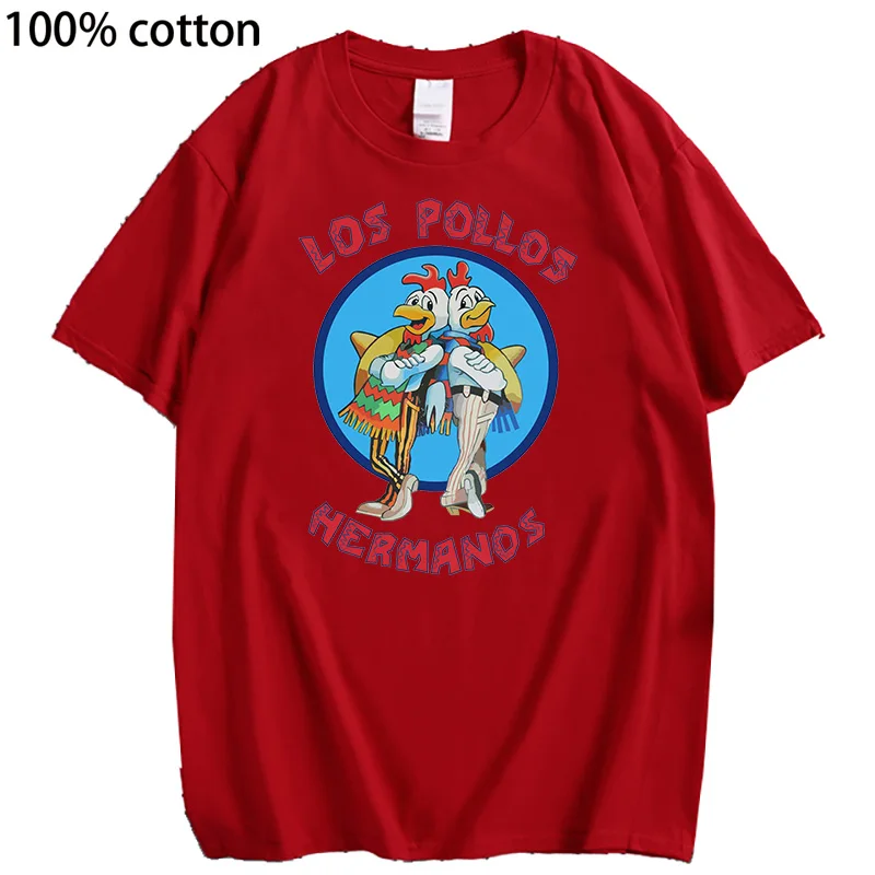 LOS POLLOS Hermanos Funny Printed T-Shirt Men Fashion Casual Short Sleeves Summer Cotton Breathable Tshirt Chicken Brothers Tees