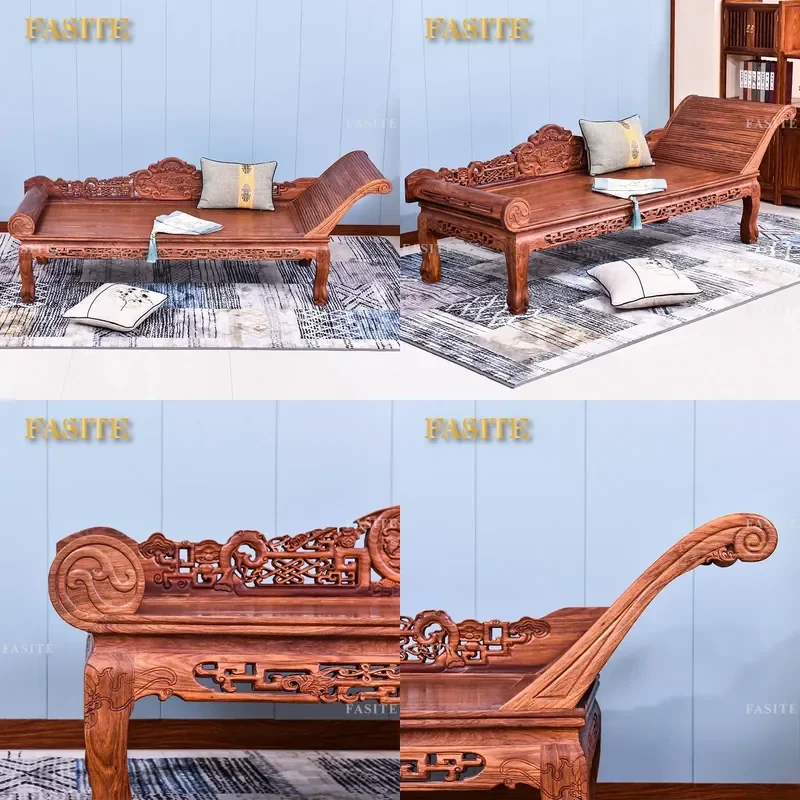 For Hedgehog Red Sandalwood Concubine Bed Rosewood Chaise Lounge Living Room Sofa Bed Mahogany Furniture Durable Elegant