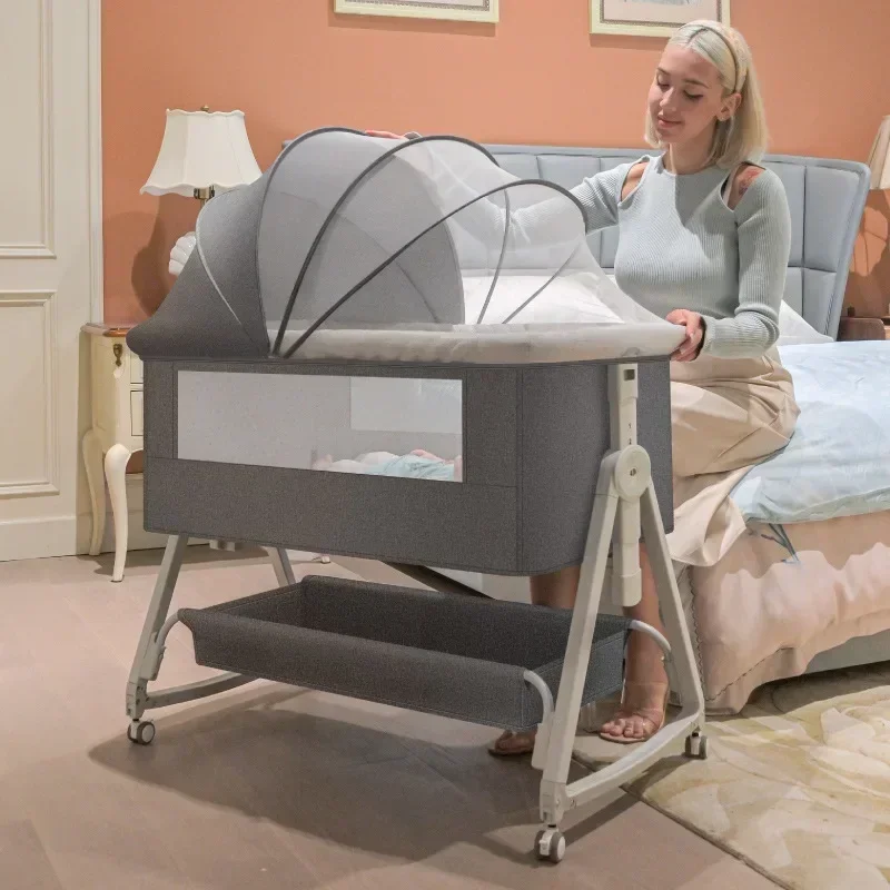 CPull-Berceau Multifonctionnel pour Nouveau-Né, Grand Lit Pliable à Bascule pour Bébé