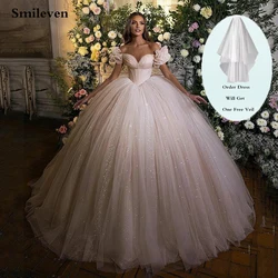 Smileven Princess Wedding Dress Corset Sweetheart Neck Ball Gowns Glitter Tulle Bride Dresses Robe De Mariee Wedding Gowns