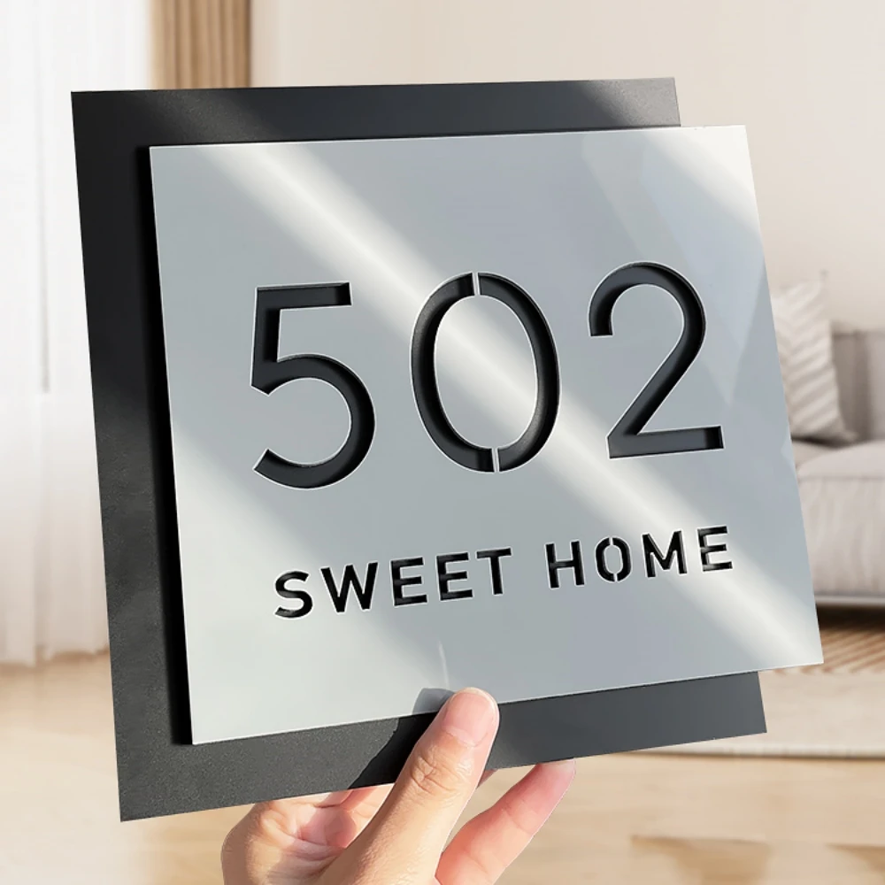 Acrylic house number plate home plaque customized hotel  residential number personalized creative acrylic digital sticker art