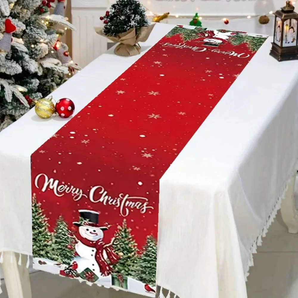 New Santa Claus Christmas Table Runner Elk Snowman Xmas Table Flag Cover New Year Christmas Tablecloth Navidad Gift