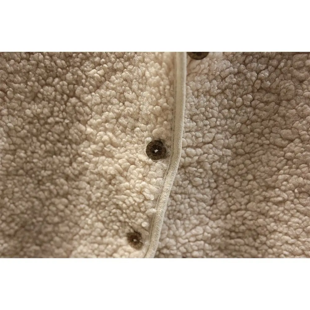 

Fashion Lamb Hair Winter Fleece Vests Warm Thick Thermal Sleeveless Jacket Short Type Solid Color Ladies Coats for Spring Autumn