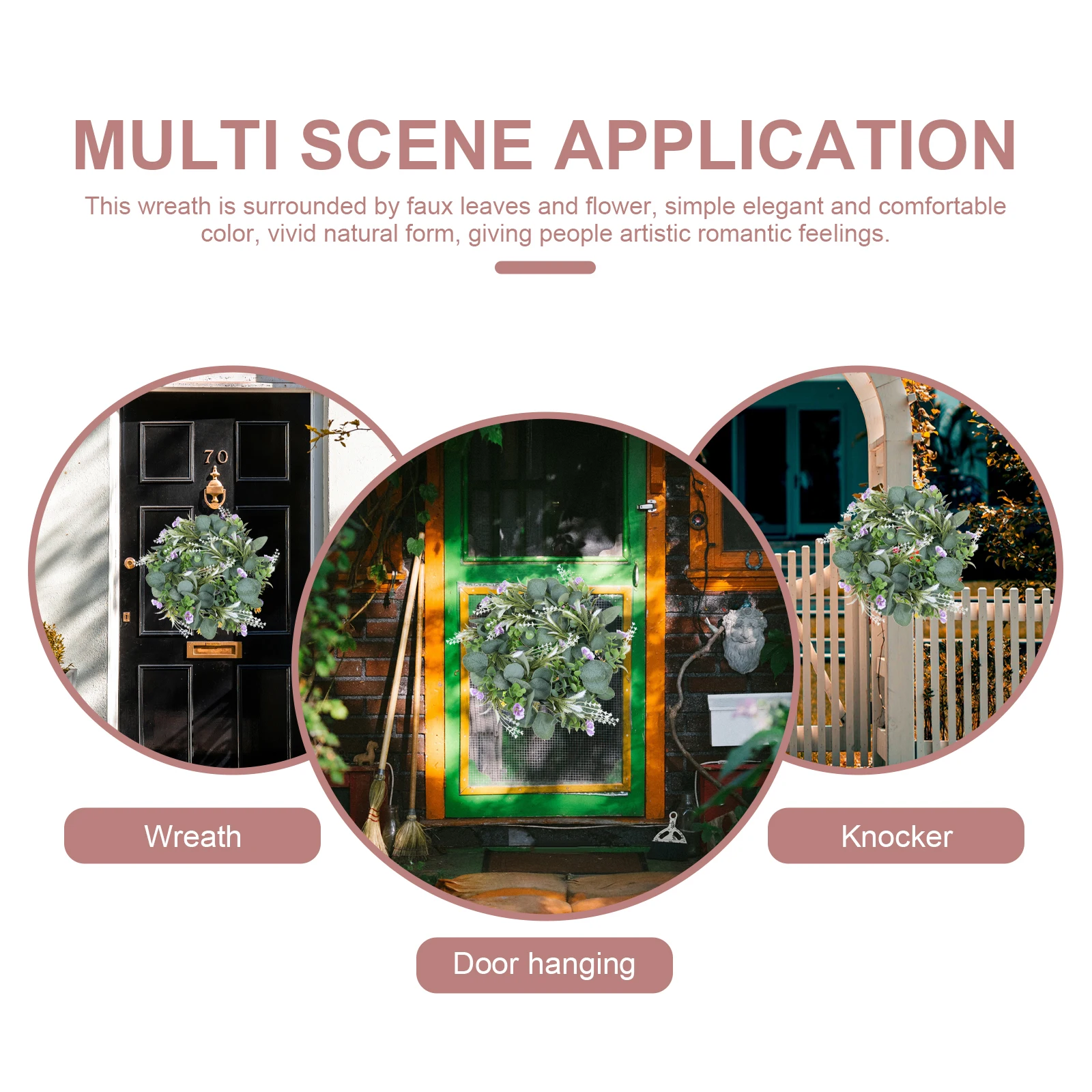 

Premium Artificial Violet Wreath for Front Door Wall Hanging Spring Decor Simulation Flower Wreath Home Garden Decoration