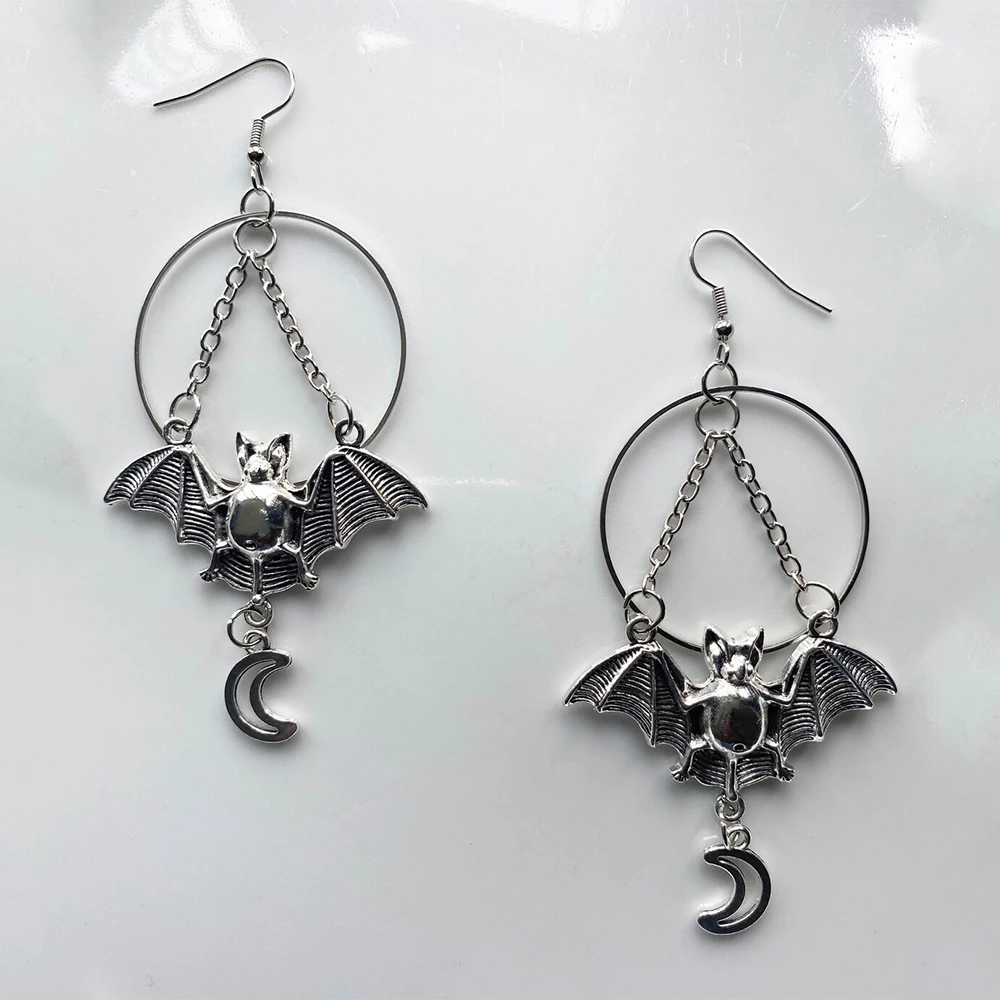 القوطية مصاص دماء الخفافيش الدم أقراط للنساء الفتيات خمر قطرة الماء الأحمر الخرز القمر العنكبوت قلادة الأذن السنانير مجوهرات الإكسسوار