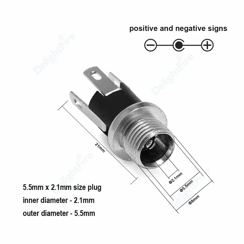 5.5*2.1mm Presa di Alimentazione DC Femmina Maschio Martinetti Spina di Montaggio Vite Dado 5.5mm 5V 9V DC Adattatore di Alimentazione Connettori