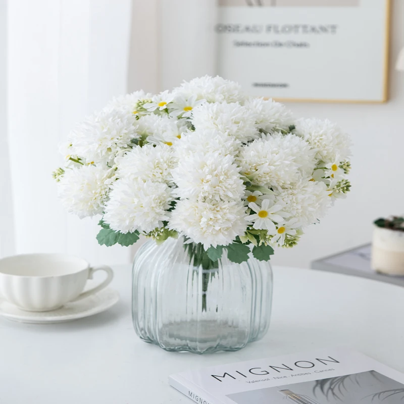 الزهور الاصطناعية الحرير أقحوان لباقة الزفاف العروس المنزل السنة الجديدة اكسسوارات الديكور زهرية النباتات ترتيب #2