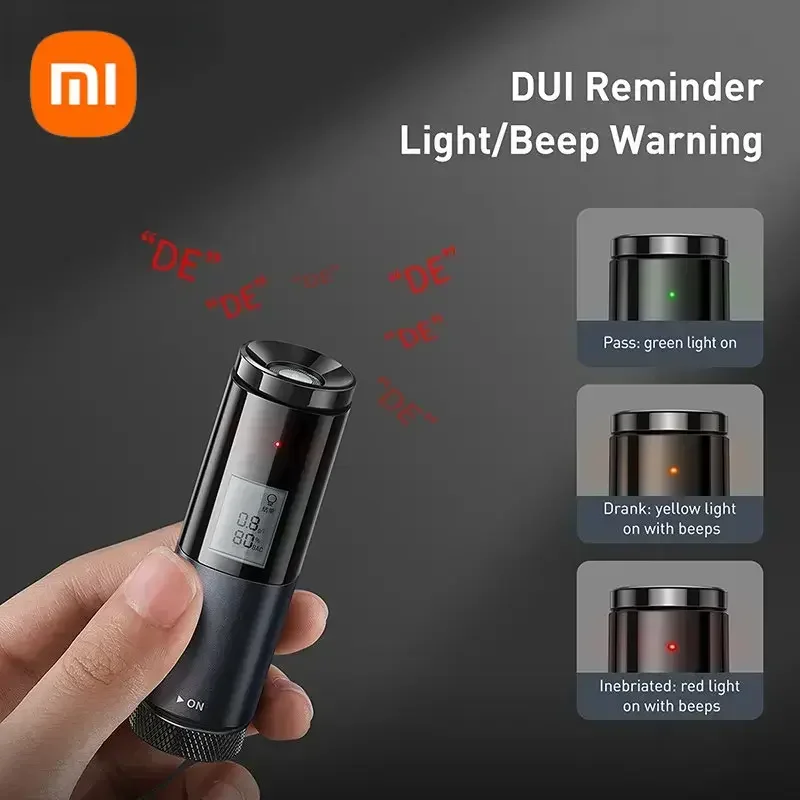 Xiaomi Youpin Новый автоматический тестер алкоголя Алкотестер Бесконтактный портативный перезаряжаемый светодиодный экран для выдыхания Тест на алкоголь
