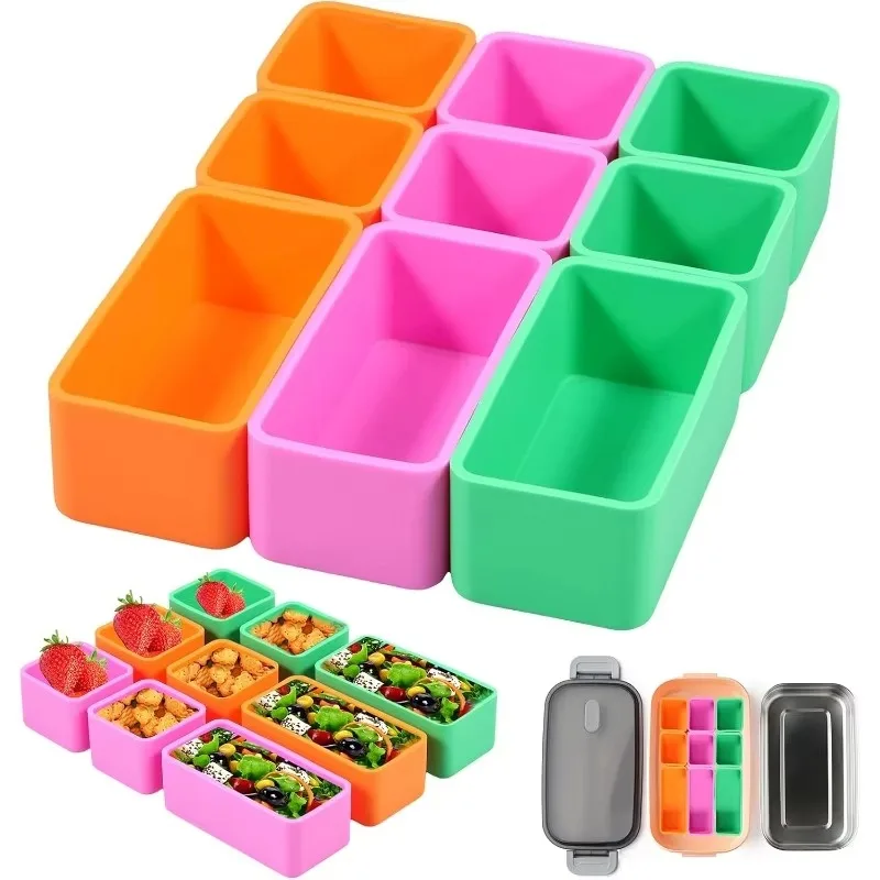 1-6PCS Lunch Box Dividers Silicone Bento Box Separators Reusable Microwave Tableware Sauce Cups for Kids Salad Dressing Snacks
