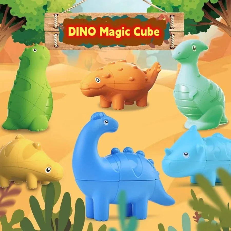 FANXIN 3x3 Dinosaure Cube Magique Mignon Dinosaure Modèle 3x3x3 Cube Magique Puzzle Jouet Cubo Magico Dinosaure Modèle Pour Enfants Enfants