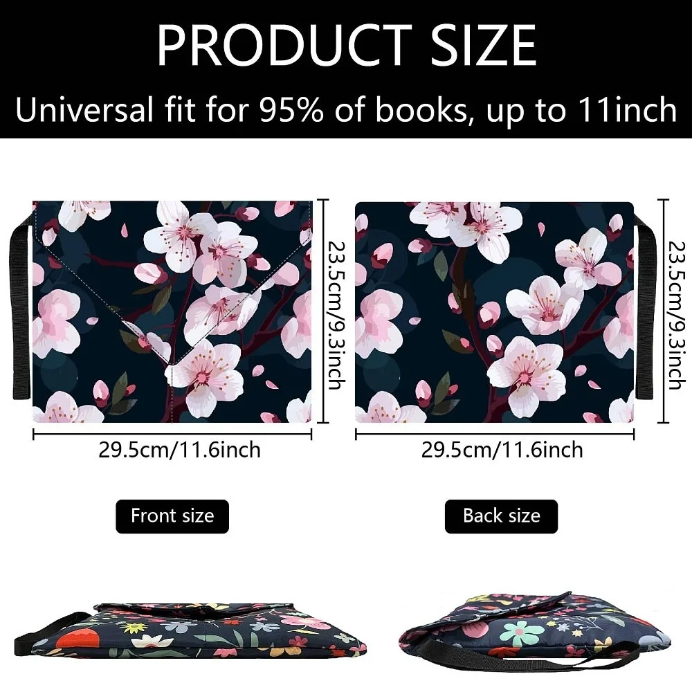 Polyester Book Cover Notebook Wraps with Hook and Loop Rectangle Flower 400~420x285~305mm