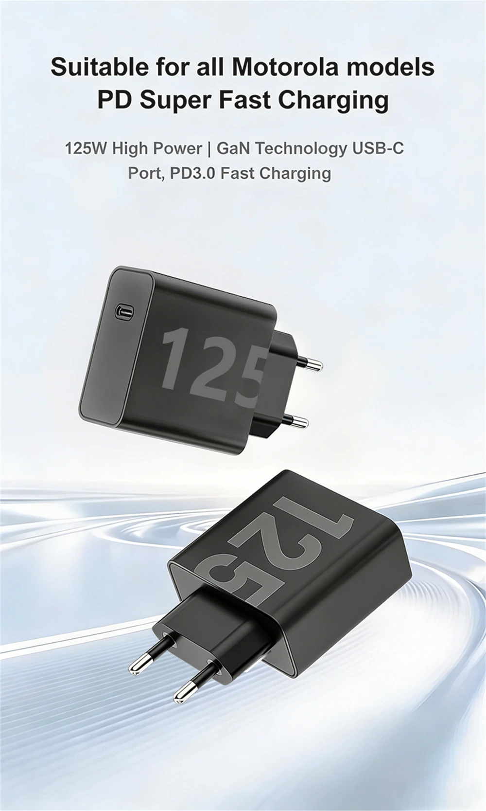 NEW Original 125W For Motorola Charger USB C Type-C Fast Charge For Motorola Phone Adapter 125W Fast Charging Cable Accessories