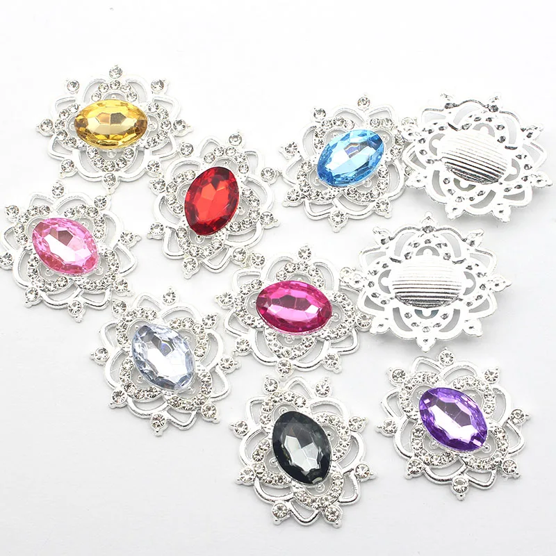 10pcs27*31mm liga elíptica strass flor placa acessórios diy roupas acessórios para o cabelo arco decoração