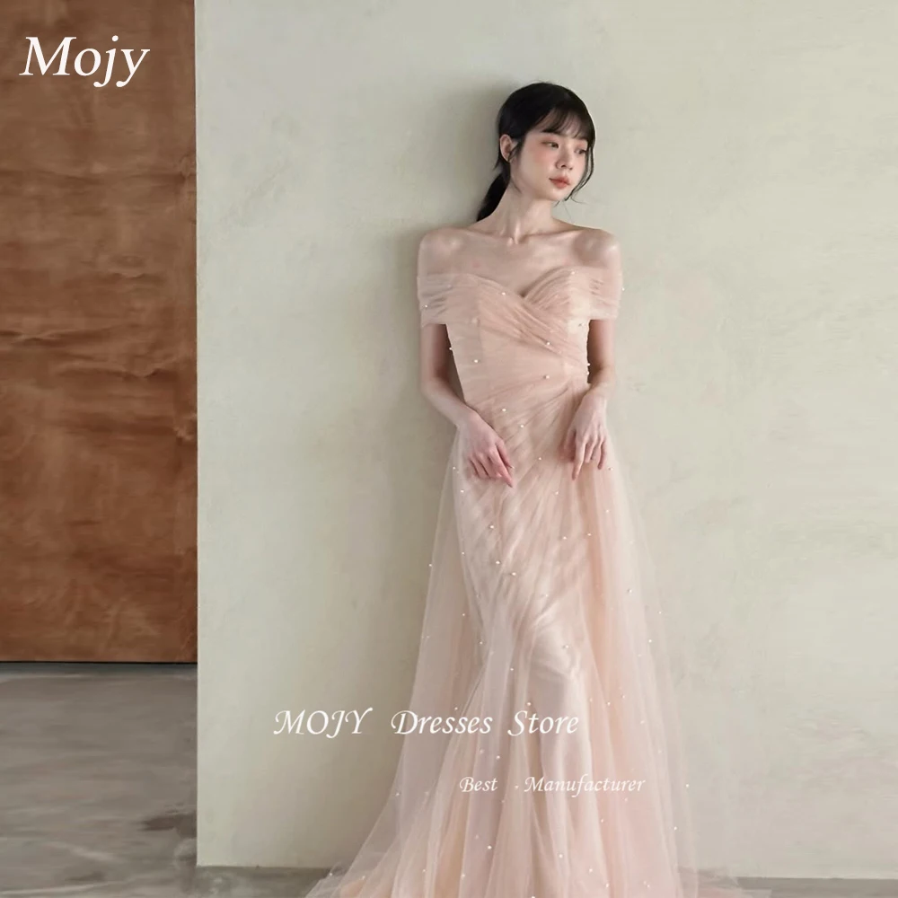

Mojy Элегантное корейское свадебное платье в форме сердца Розовое свадебное платье русалки с жемчугом и бисером Длинные вечерние платья по индивидуальному заказу