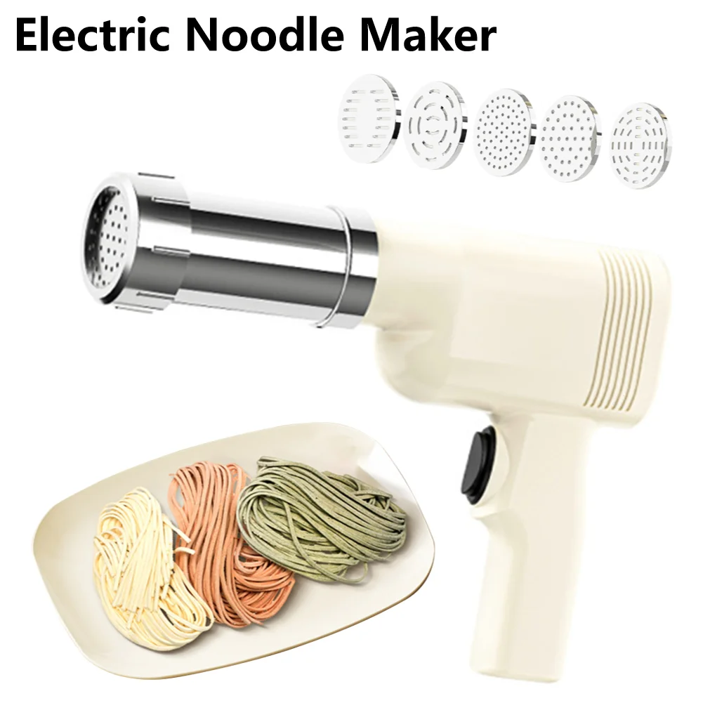 Electric Noodle Maker Cordless Automatic Noodle Maker 5 Molds USB Charging Utility Kitchen Gadget