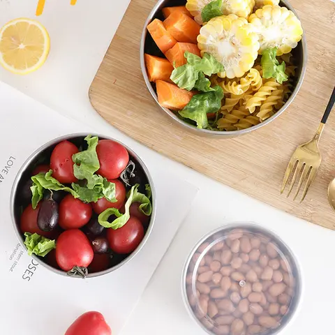 5 st. skålset i rostfritt stål med lock, halkfri, stapelbar bunke, kök, matbehållare, diskmaskinssäker för kök 10 best sales skål i rostfritt stål med lock - №6