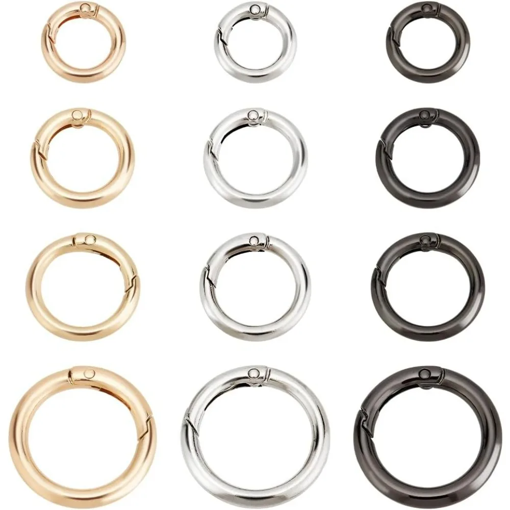 24pcs 3 Colors 20/25/28/35mm Spring O Ring Round Carabiner Snap Clip Hook Trigger 5-7 Gauge Spring Keyring Buckle