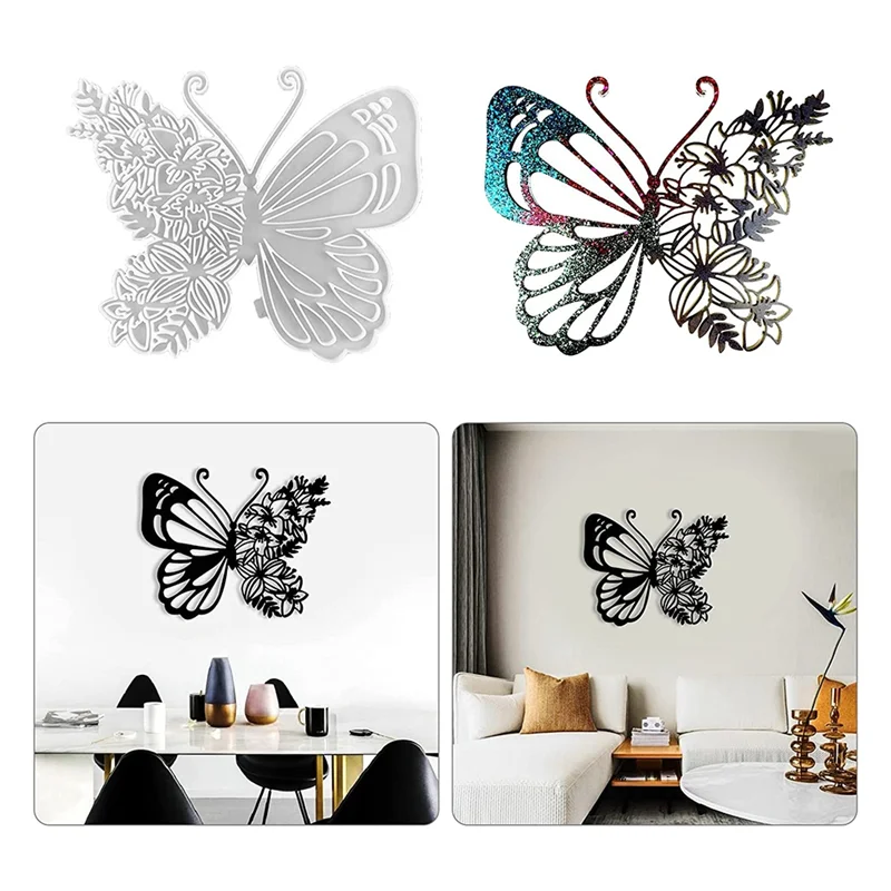 Butterfly And Flower Resin Mold Epoxy Silicone Mold DIY Wall Living Room Pendant