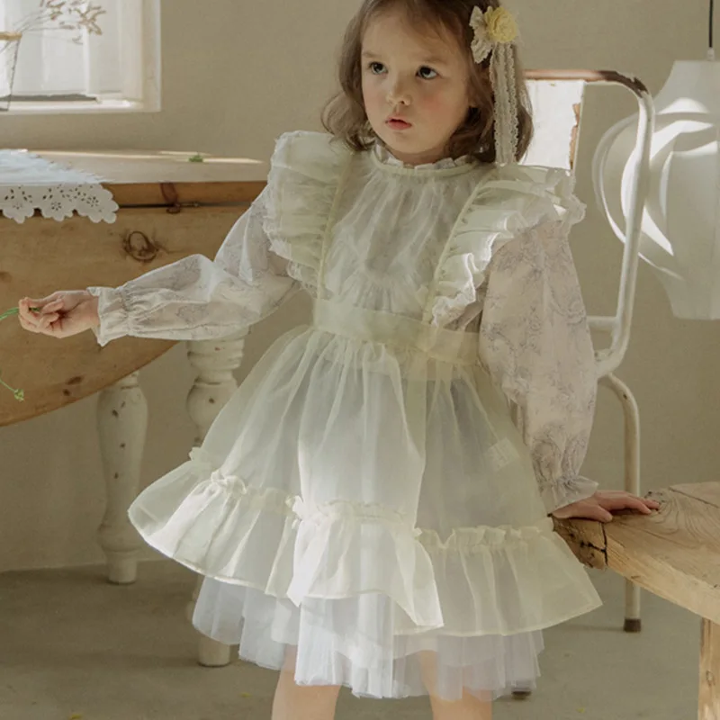 Robe Tablier Décontractée de Style Coréen pour Fille, Vêtement à la Mode, avec Nministériels d de Princesse, Couleur Unie, Nouvelle Collection Printemps Automne 2024