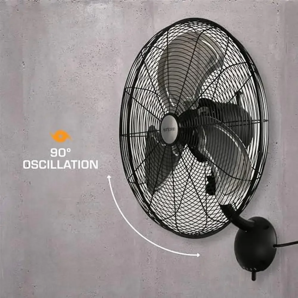 20-дюймовый высокоскоростной осциллирующий металлический настенный вентилятор, 4500 куб. футов в минуту, 1450 об/мин, 3-скоростной поток воздуха, регулируемый наклон, гаражная мастерская, тренажерный зал, дом